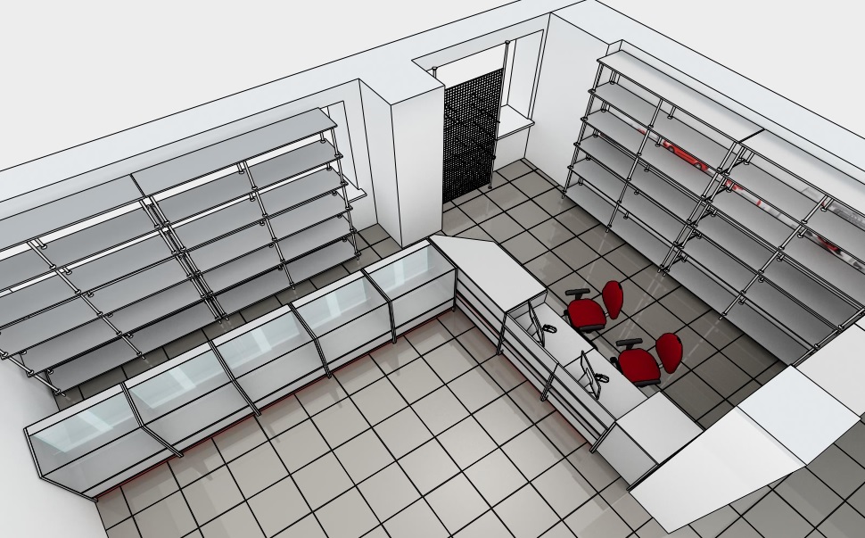 Дизайн проект продуктового магазина с расстановкой оборудования